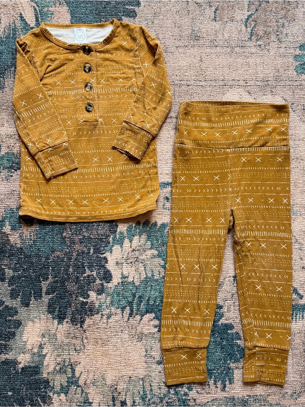 Lou Lou & Company Baby Henley Top & Pants Set in Mustard - 6-12 Months